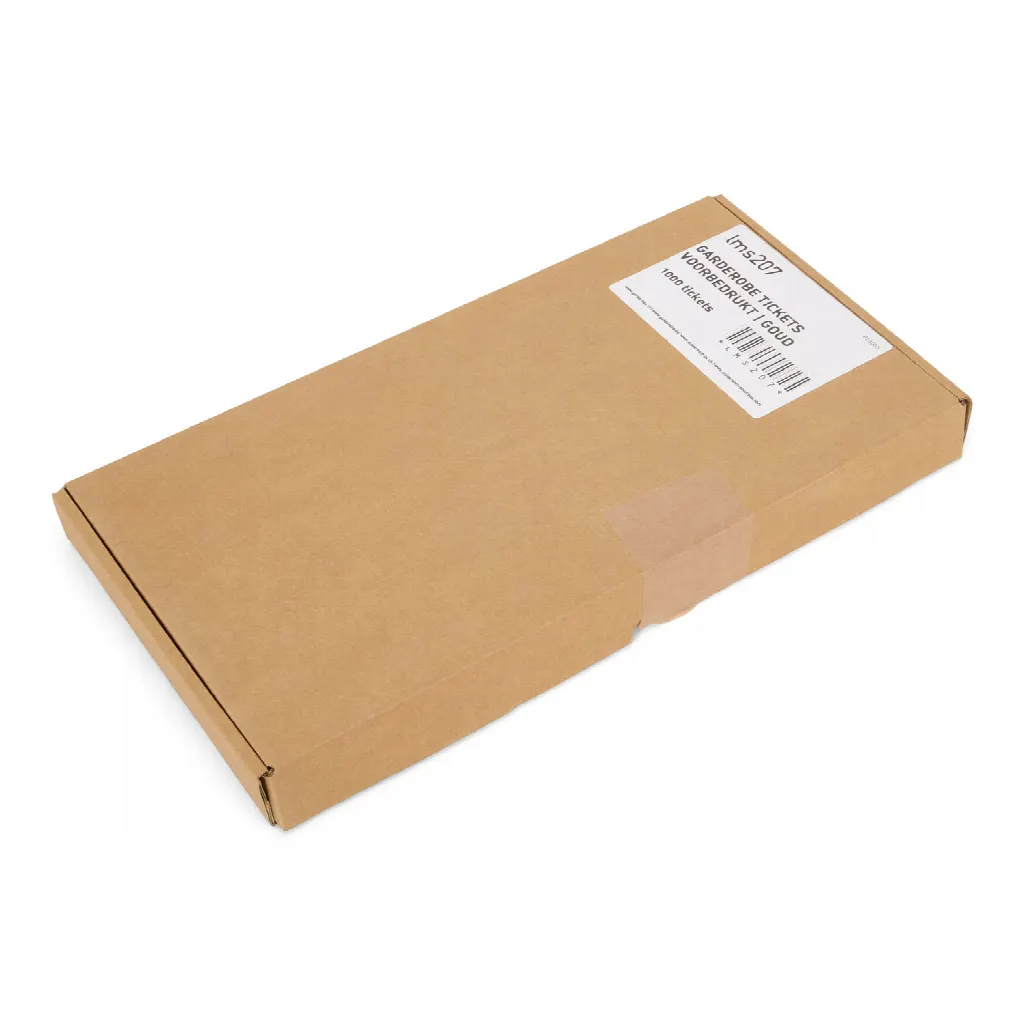 1000 pre-printed cloakroom tickets, gold with black print