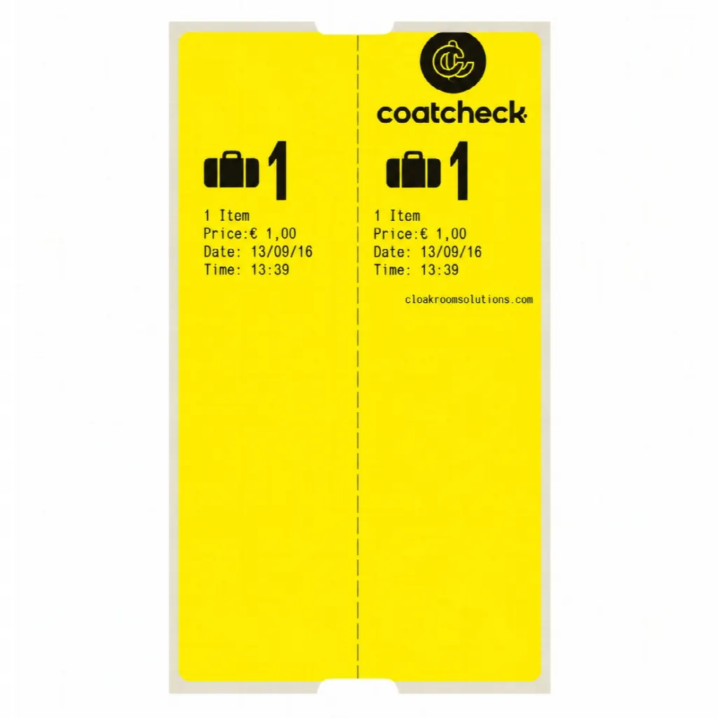CoatCheck Bagagelabels, 14x 160 tickets, geel