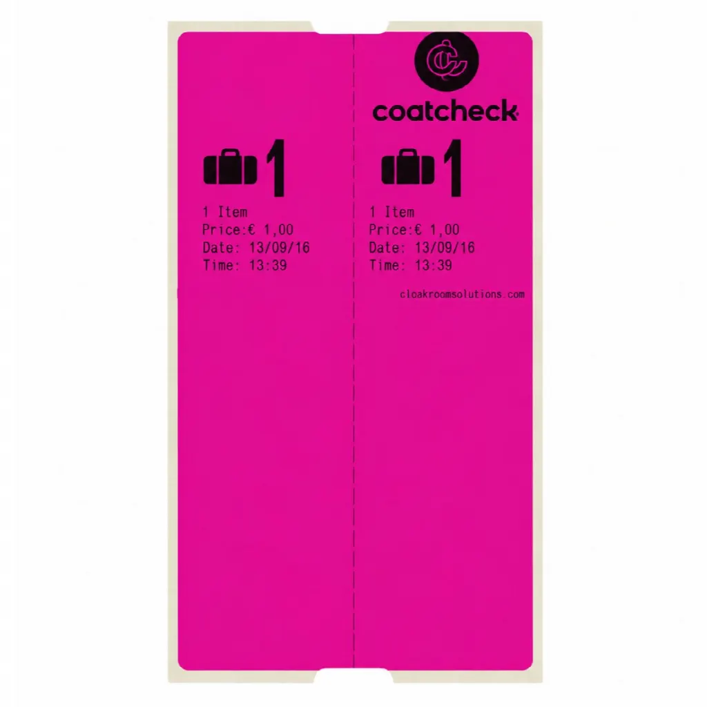 CoatCheck Bagagelabels, 14x 160 tickets, roze