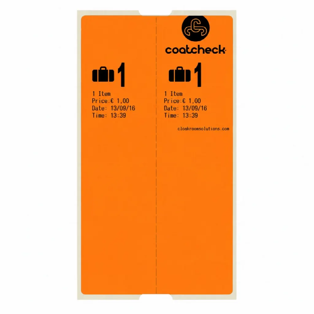 CoatCheck Bagagelabels, 14x 160 tickets, oranje
