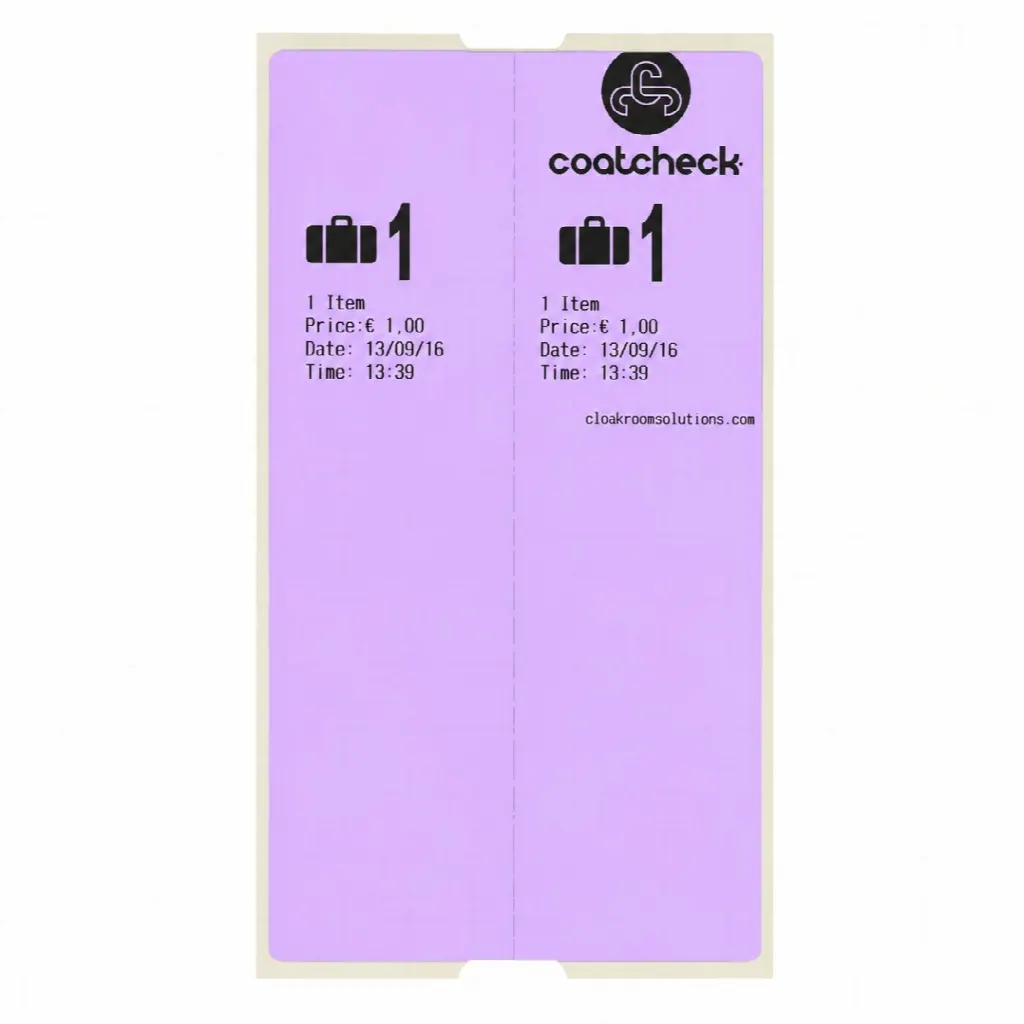 CoatCheck Bagagelabels, 14x 160 tickets, paars