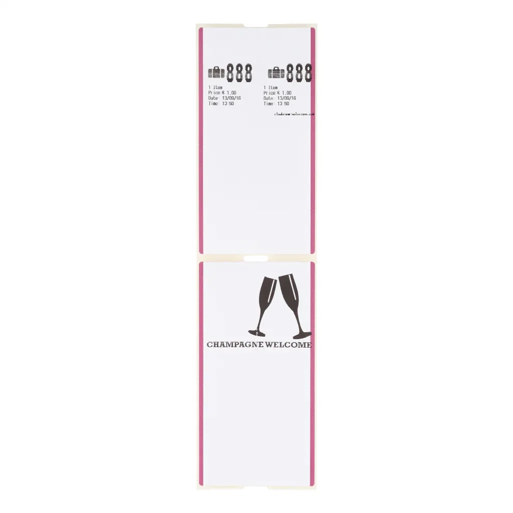 CoatCheck Bagagelabels, 14x 160 tickets, wit/paars
