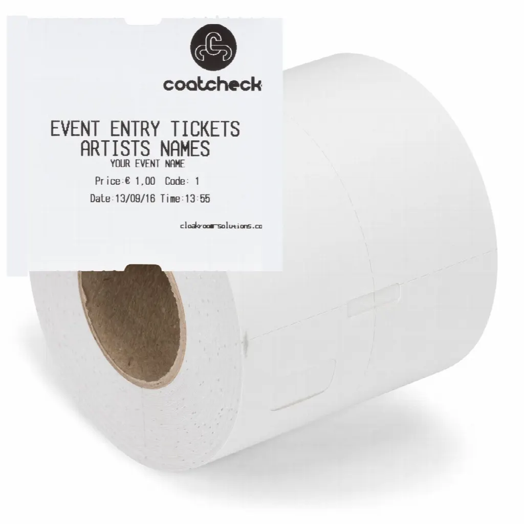 Coatcheck rol, entreetickets ‘economy’ zonder controlestrook, 14 x 550 tickets, wit