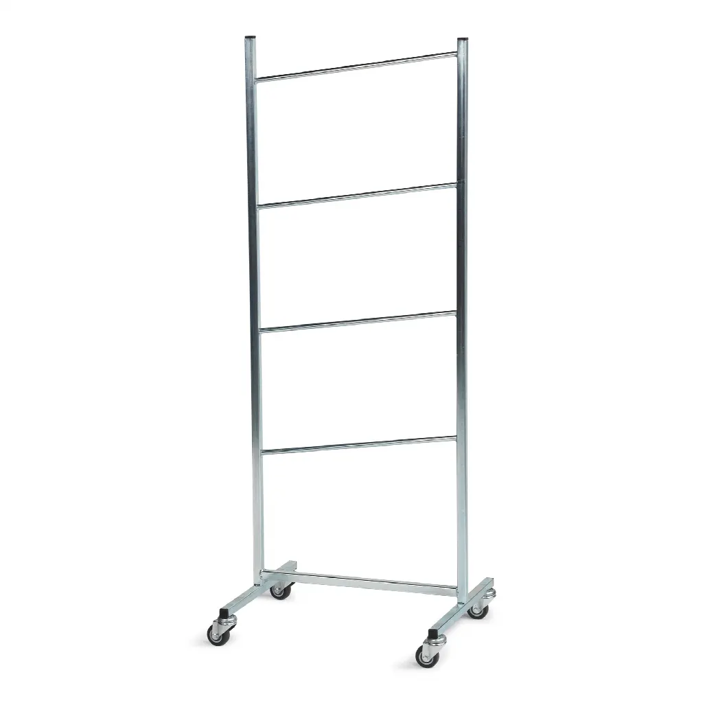 Standaard van zink voor lege hangers, verrijdbaar