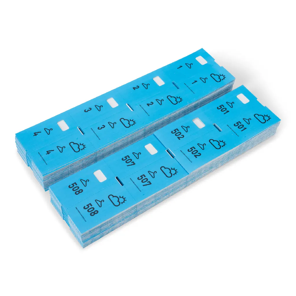 1000 voorgedrukte garderobenummers, blauw