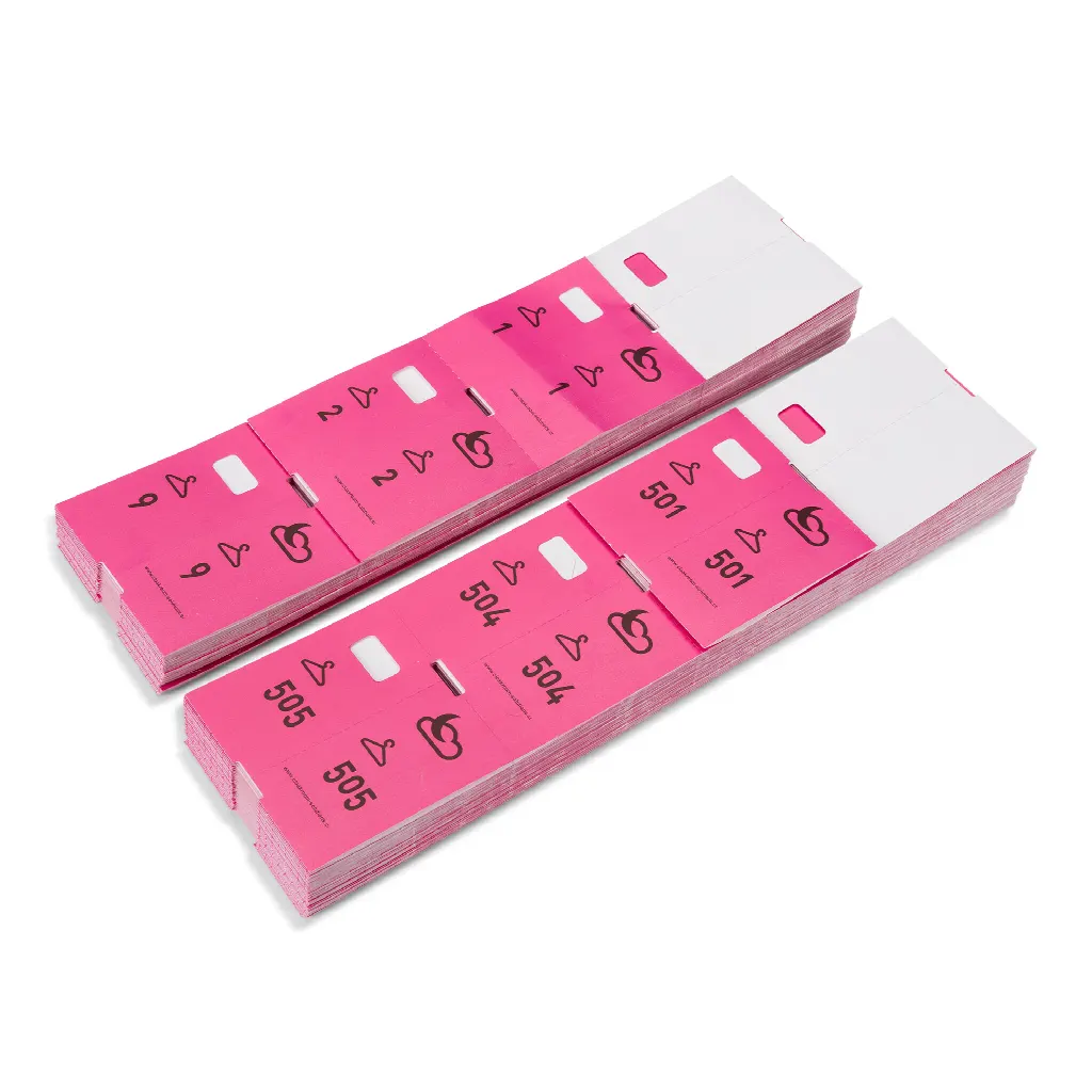 1000 voorgedrukte garderobenummers, roze