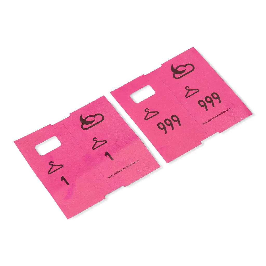 1000 voorgedrukte garderobenummers, roze