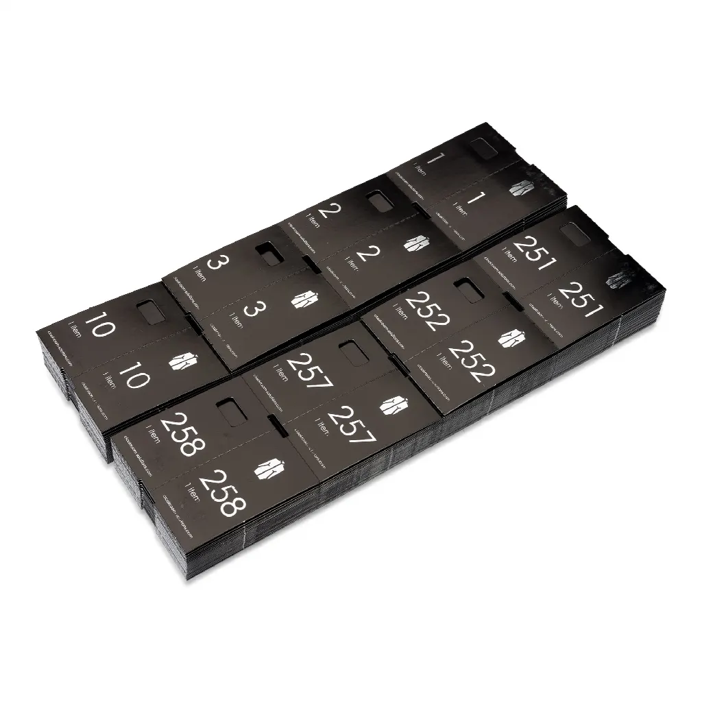 Deluxe garderobenummers, zwart met zilver, 1-500